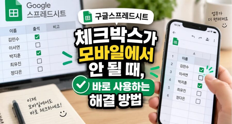구글스프레드시트 체크박스가 모바일에서 안 될 때, 바로 사용하는 해결 방법