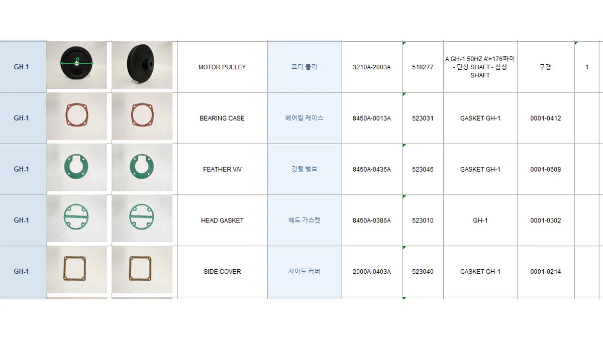 Claude로 변환된 엑셀 테이블 스크린샷 Claude로 변환된 엑셀 테이블 스크린샷